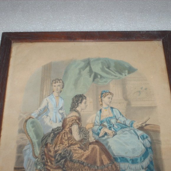 Antique wooden-framed La Mode Illustree picture - Picture 5 of 8
